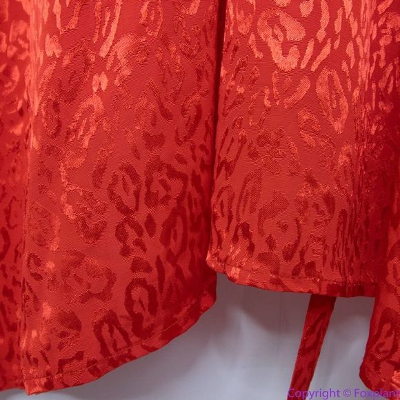 NEW Eloquii Red Leopard‎ Burnout Pattern Wrap Dress with Puff Shoulders, 26 - Picture 16 of 16